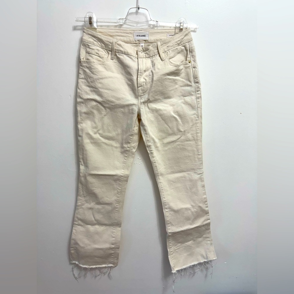FRAME White Denim /Frayed Hem Jeans